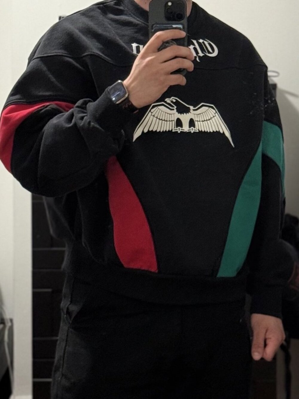 Willy Chavarria Size Medium (M) Men's Black Graphic Jacket with Eagle Logo and C